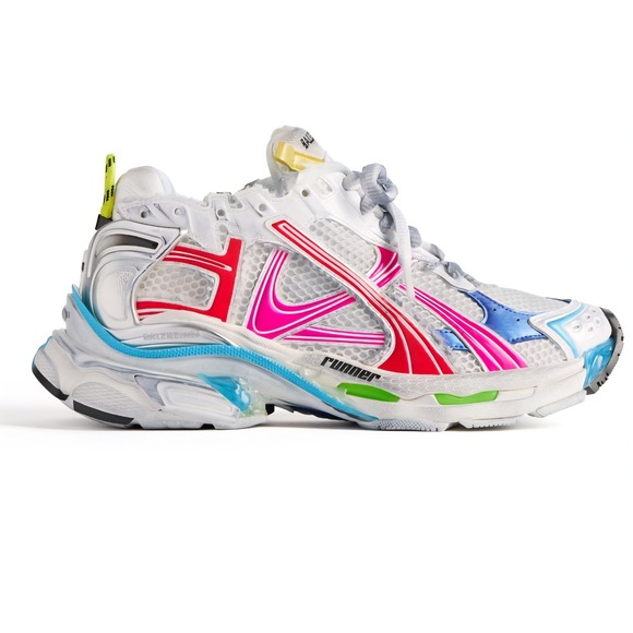 Balenciaga Runner Sneakers White Pink Blue Yellow Women Size 37 - Picture 8 of 11